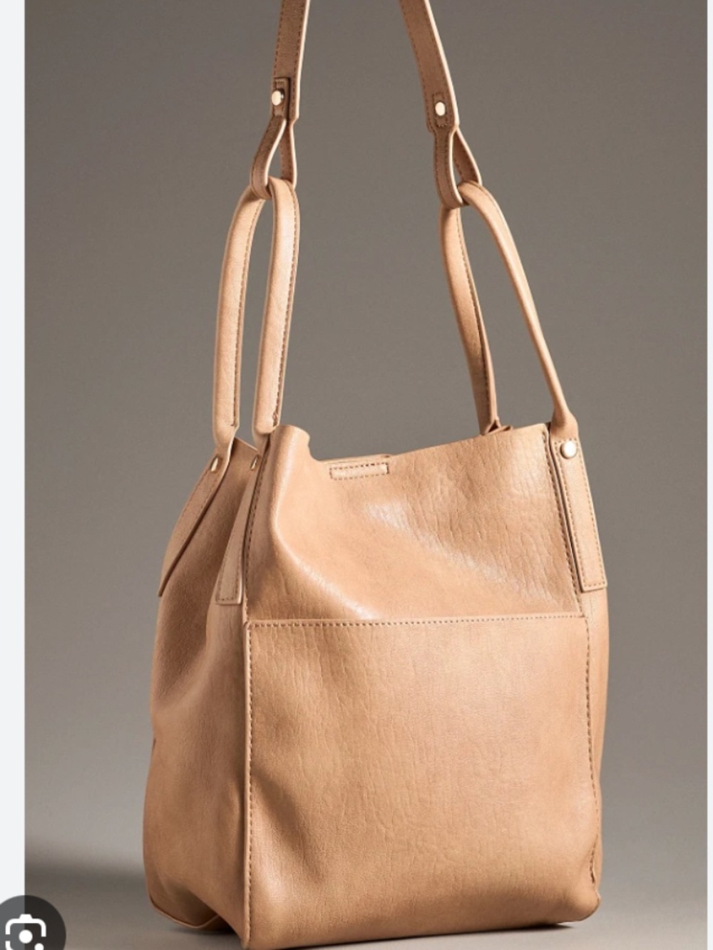 Anthropologie Miztique Faux Leather Book Tan Shoulder Tote Bag